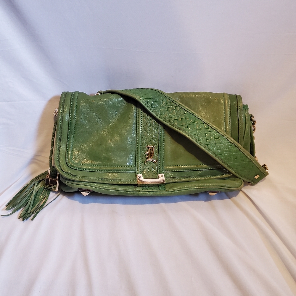 L.A.M.B green leather shoulder bag